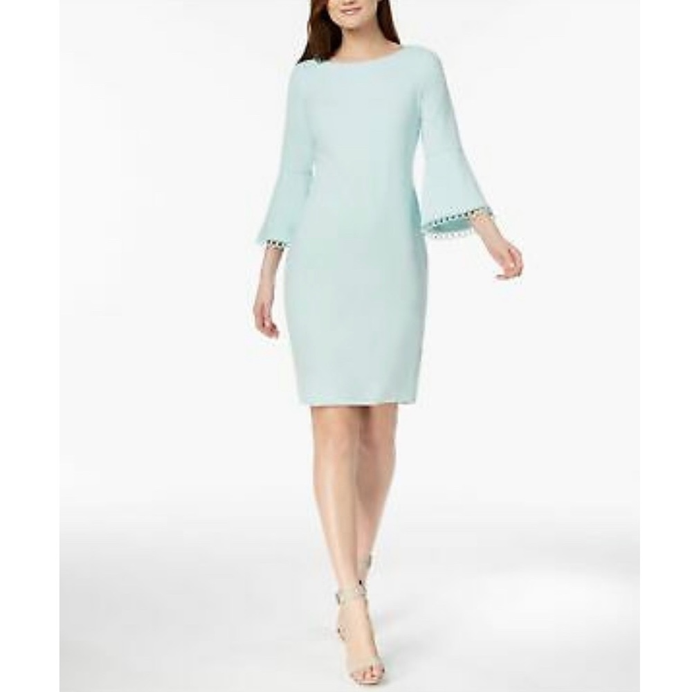 Calvin Klein bell sleeve aqua dress